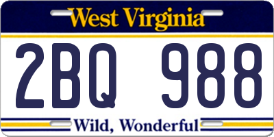 WV license plate 2BQ988