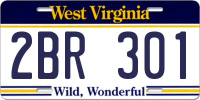 WV license plate 2BR301