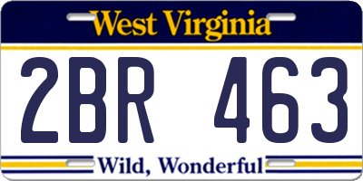 WV license plate 2BR463