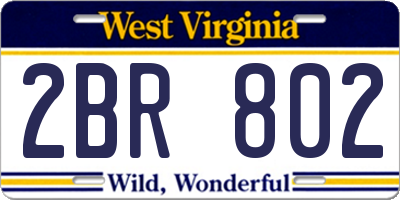 WV license plate 2BR802