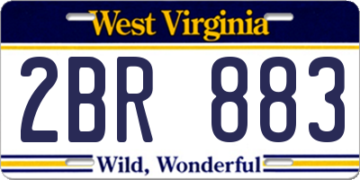 WV license plate 2BR883