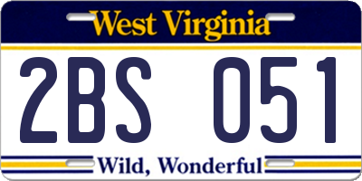 WV license plate 2BS051