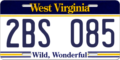 WV license plate 2BS085