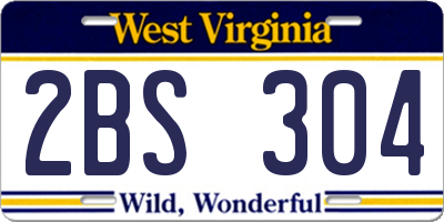 WV license plate 2BS304