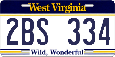 WV license plate 2BS334