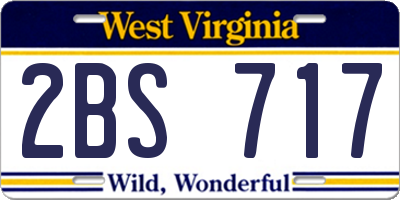 WV license plate 2BS717