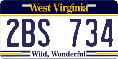 WV license plate 2BS734