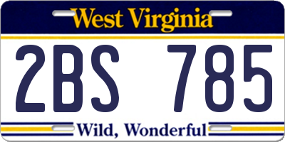 WV license plate 2BS785