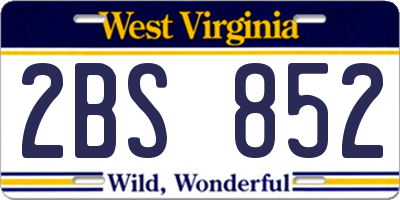 WV license plate 2BS852