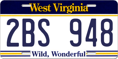 WV license plate 2BS948
