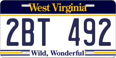 WV license plate 2BT492