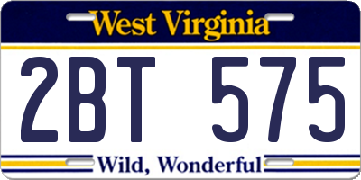 WV license plate 2BT575