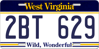WV license plate 2BT629