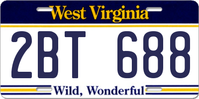 WV license plate 2BT688