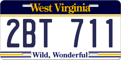 WV license plate 2BT711