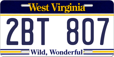 WV license plate 2BT807