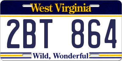 WV license plate 2BT864