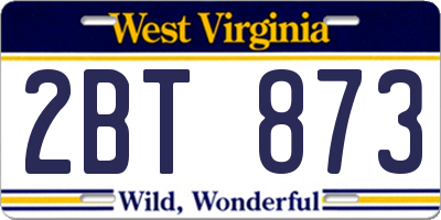 WV license plate 2BT873