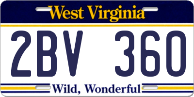 WV license plate 2BV360