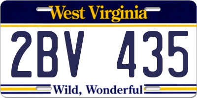 WV license plate 2BV435