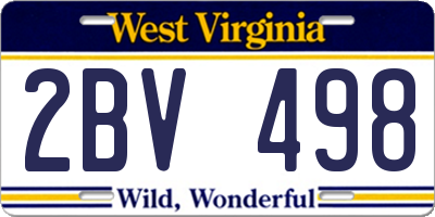 WV license plate 2BV498