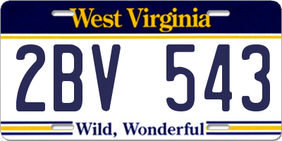 WV license plate 2BV543