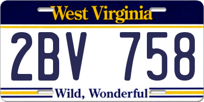 WV license plate 2BV758