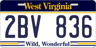 WV license plate 2BV836