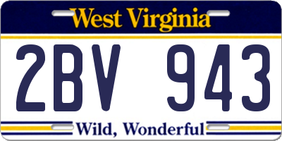 WV license plate 2BV943