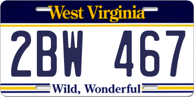 WV license plate 2BW467