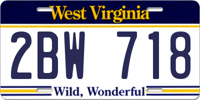 WV license plate 2BW718