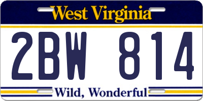 WV license plate 2BW814