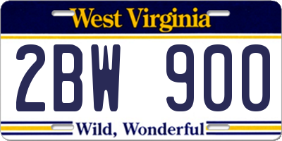 WV license plate 2BW900