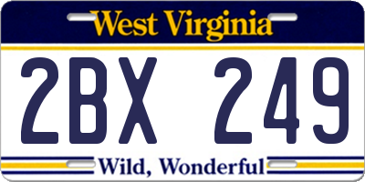 WV license plate 2BX249