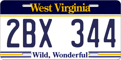 WV license plate 2BX344