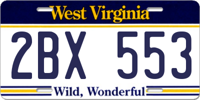 WV license plate 2BX553