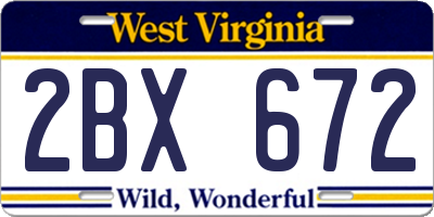WV license plate 2BX672