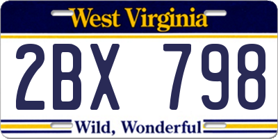WV license plate 2BX798