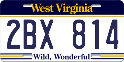 WV license plate 2BX814