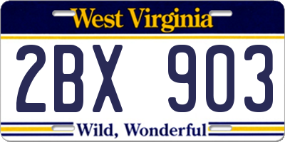 WV license plate 2BX903