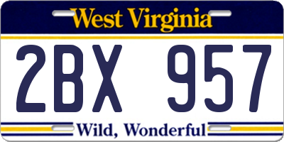 WV license plate 2BX957