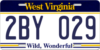 WV license plate 2BY029