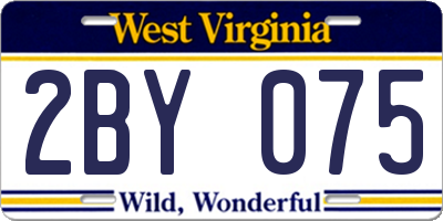 WV license plate 2BY075