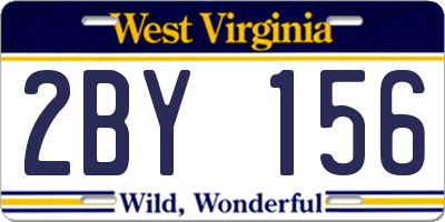 WV license plate 2BY156