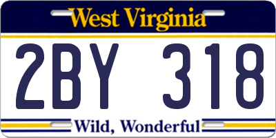 WV license plate 2BY318