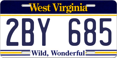 WV license plate 2BY685