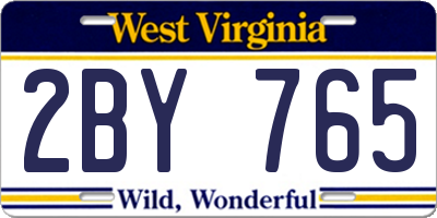 WV license plate 2BY765