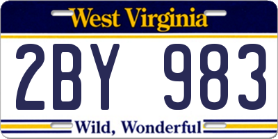 WV license plate 2BY983