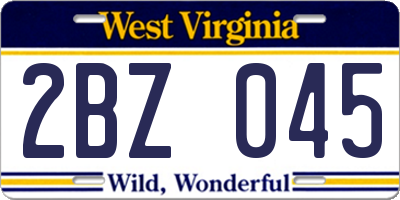 WV license plate 2BZ045