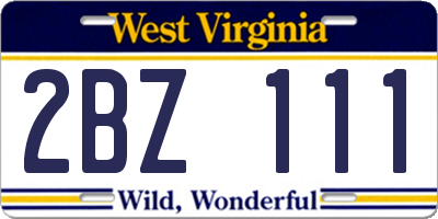 WV license plate 2BZ111